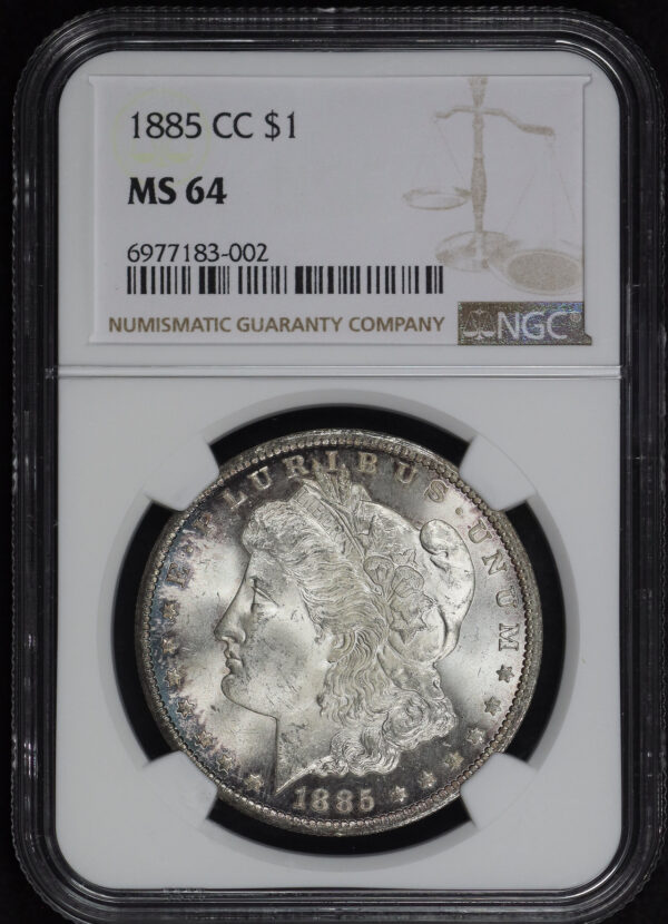 Obverse of this 1885-CC Morgan Dollar NGC MS-64