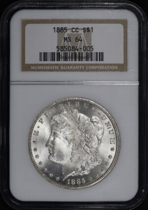 Obverse of this 1885-CC Morgan Dollar NGC MS-64