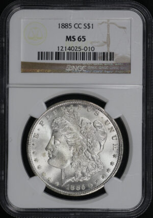 Obverse of this 1885-CC Morgan Dollar NGC MS-65