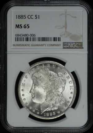 Obverse of this 1885-CC Morgan Dollar NGC MS-65