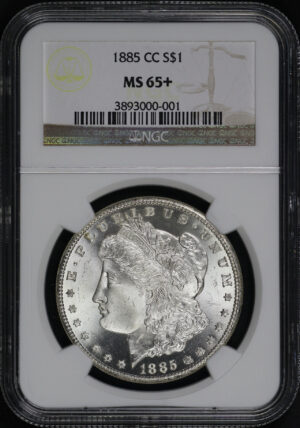 Obverse of this 1885-CC Morgan Dollar NGC MS-65+