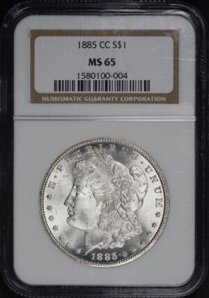 Obverse of this 1885-CC Morgan Dollar NGC MS-65