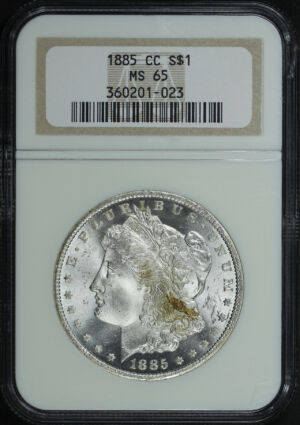 Obverse of this 1885-CC Morgan Dollar NGC MS-65