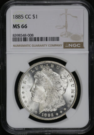 Obverse of this 1885-CC Morgan Dollar NGC MS-66