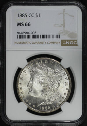 Obverse of this 1885-CC Morgan Dollar NGC MS-66