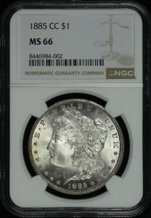 Obverse of this 1885-CC Morgan Dollar NGC MS-66