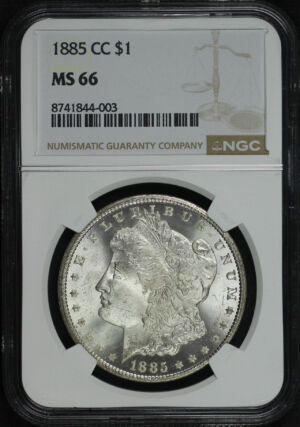 Obverse of this 1885-CC Morgan Dollar NGC MS-66