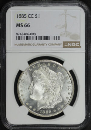 Obverse of this 1885-CC Morgan Dollar NGC MS-66