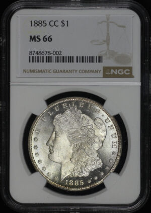 Obverse of this 1885-CC Morgan Dollar NGC MS-66