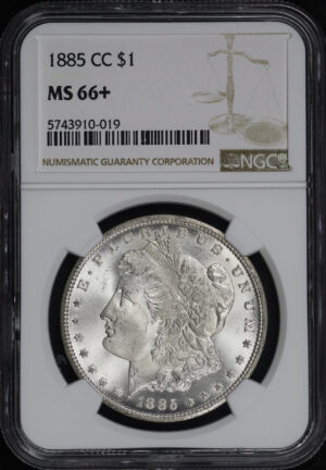 Obverse of this 1885-CC Morgan Dollar NGC MS-66+