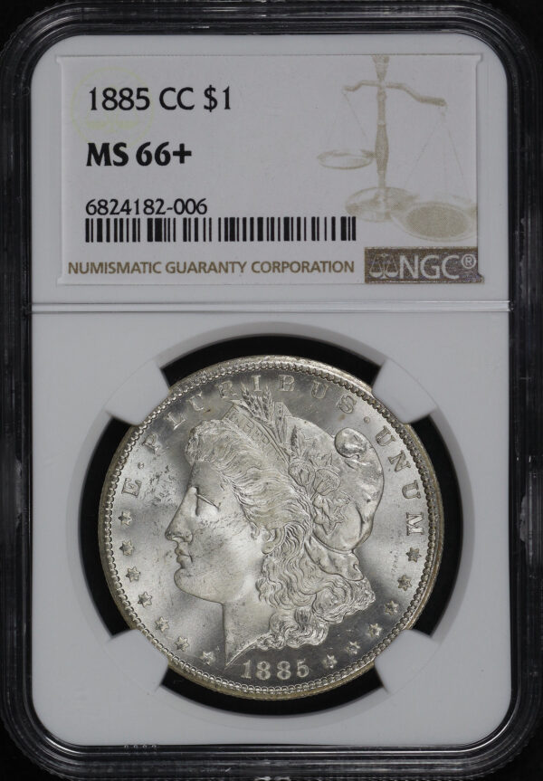 Obverse of this 1885-CC Morgan Dollar NGC MS-66+