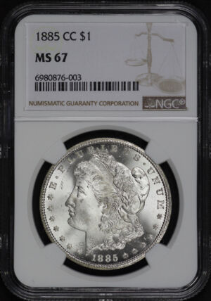Obverse of this 1885-CC Morgan Dollar NGC MS-67