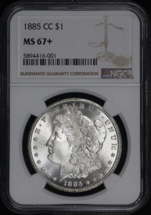 Obverse of this 1885-CC Morgan Dollar NGC MS-67+