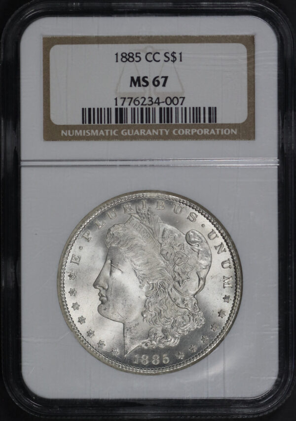 Obverse of this 1885-CC Morgan Dollar NGC MS-67