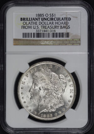 Obverse of this 1885-O Morgan Dollar NGC UNC-Olathe Dollar Hoard From U.S. Treasury Bags