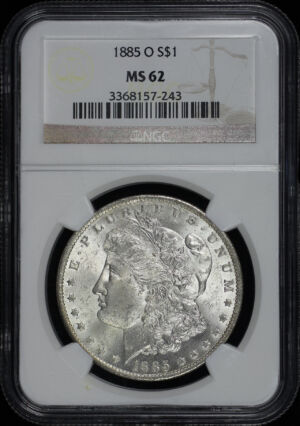 Obverse of this 1885-O Morgan Dollar NGC MS-62