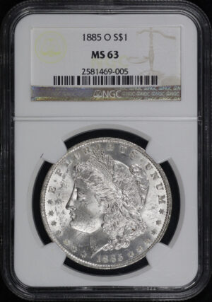 Obverse of this 1885-O Morgan Dollar NGC MS-63