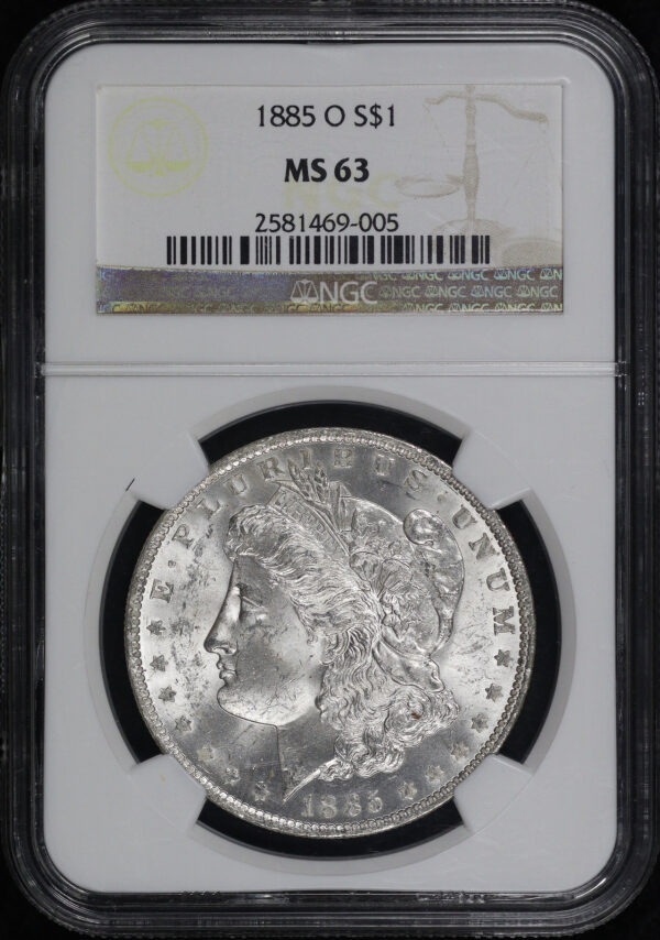 Obverse of this 1885-O Morgan Dollar NGC MS-63
