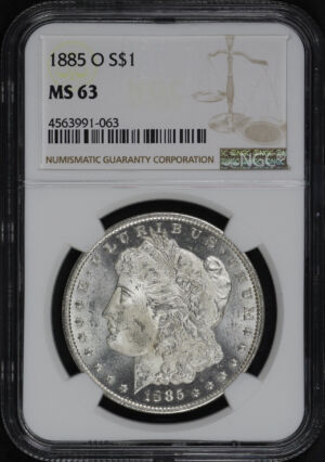 Obverse of this 1885-O Morgan Dollar NGC MS-63