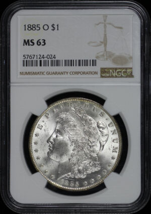 Obverse of this 1885-O Morgan Dollar NGC MS-63