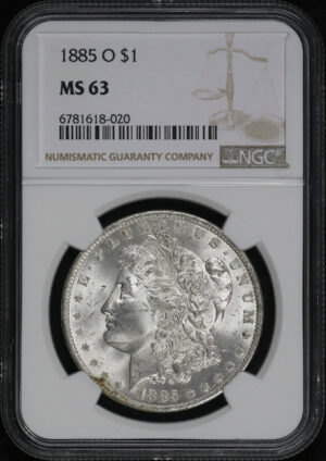 Obverse of this 1885-O Morgan Dollar NGC MS-63