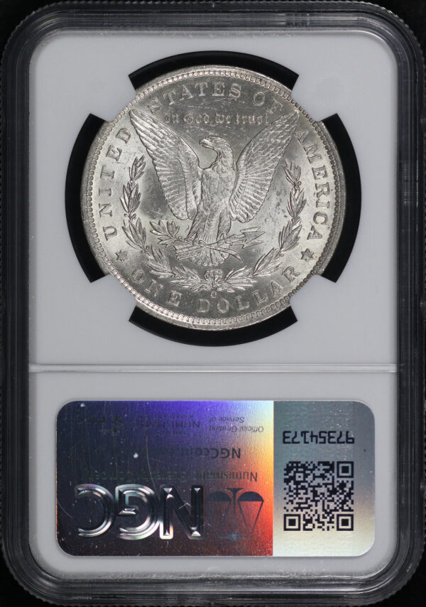 Reverse of this 1885-O Morgan Dollar NGC MS-63 Blue & Sunset Hue Obverse Toning