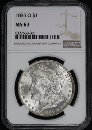 Obverse of this 1885-O Morgan Dollar NGC MS-63