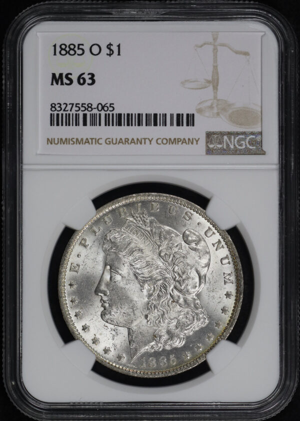 Obverse of this 1885-O Morgan Dollar NGC MS-63