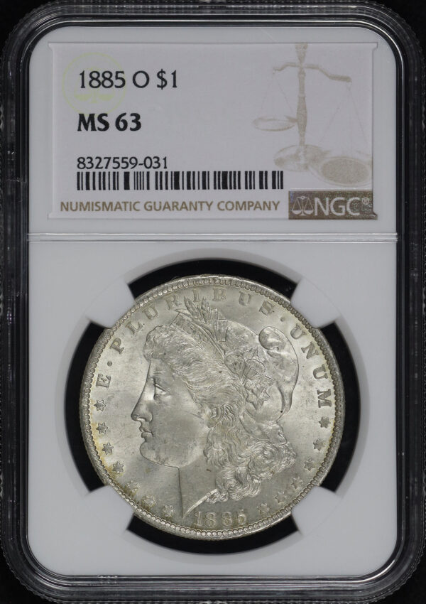 Obverse of this 1885-O Morgan Dollar NGC MS-63
