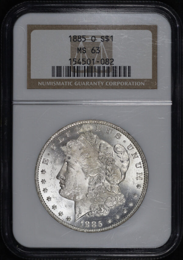 Obverse of this 1885-O Morgan Dollar NGC MS-63