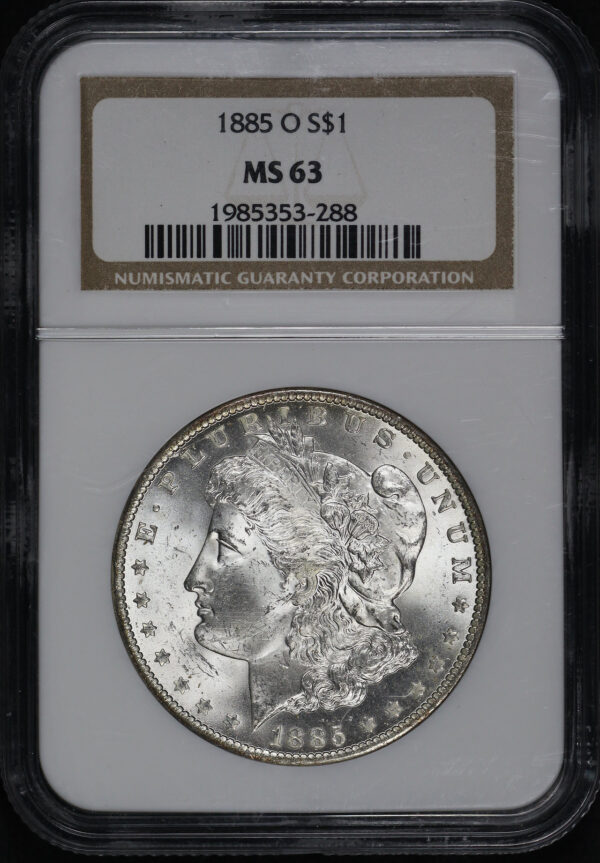 Obverse of this 1885-O Morgan Dollar NGC MS-63