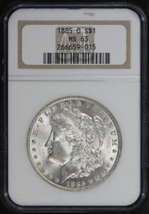 Obverse of this 1885-O Morgan Dollar NGC MS-63