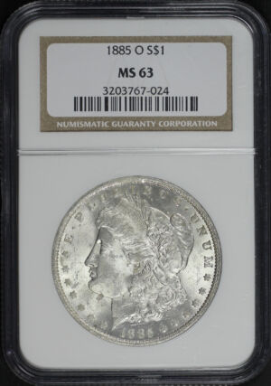Obverse of this 1885-O Morgan Dollar NGC MS-63