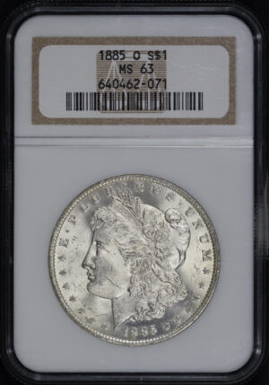 Obverse of this 1885-O Morgan Dollar NGC MS-63