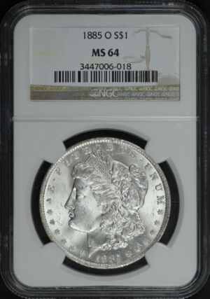 Obverse of this 1885-O Morgan Dollar NGC MS-64