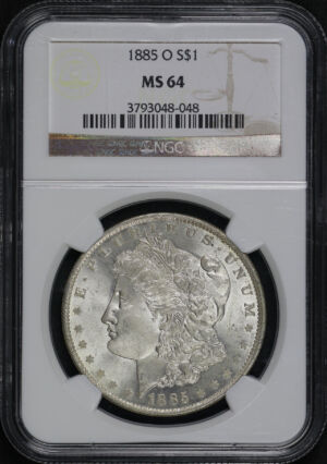 Obverse of this 1885-O Morgan Dollar NGC MS-64