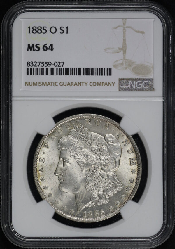 Obverse of this 1885-O Morgan Dollar NGC MS-64