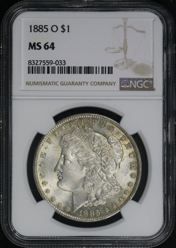 Obverse of this 1885-O Morgan Dollar NGC MS-64
