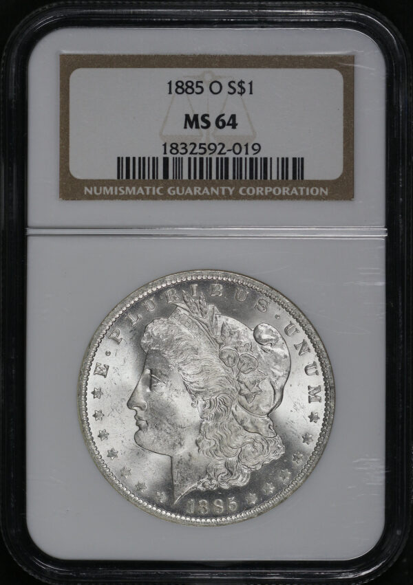 Obverse of this 1885-O Morgan Dollar NGC MS-64
