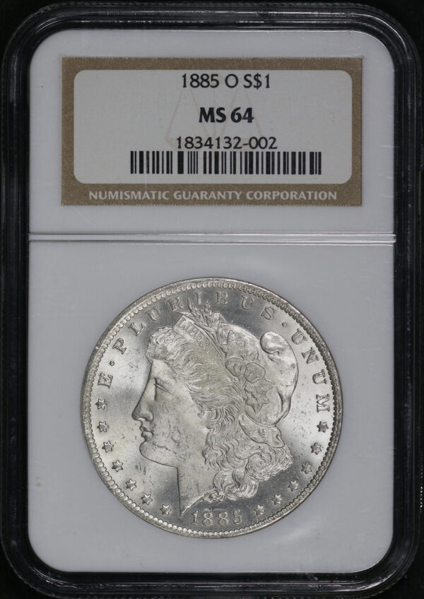 Obverse of this 1885-O Morgan Dollar NGC MS-64
