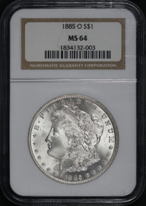 Obverse of this 1885-O Morgan Dollar NGC MS-64