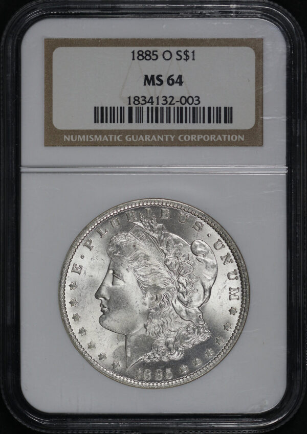 Obverse of this 1885-O Morgan Dollar NGC MS-64