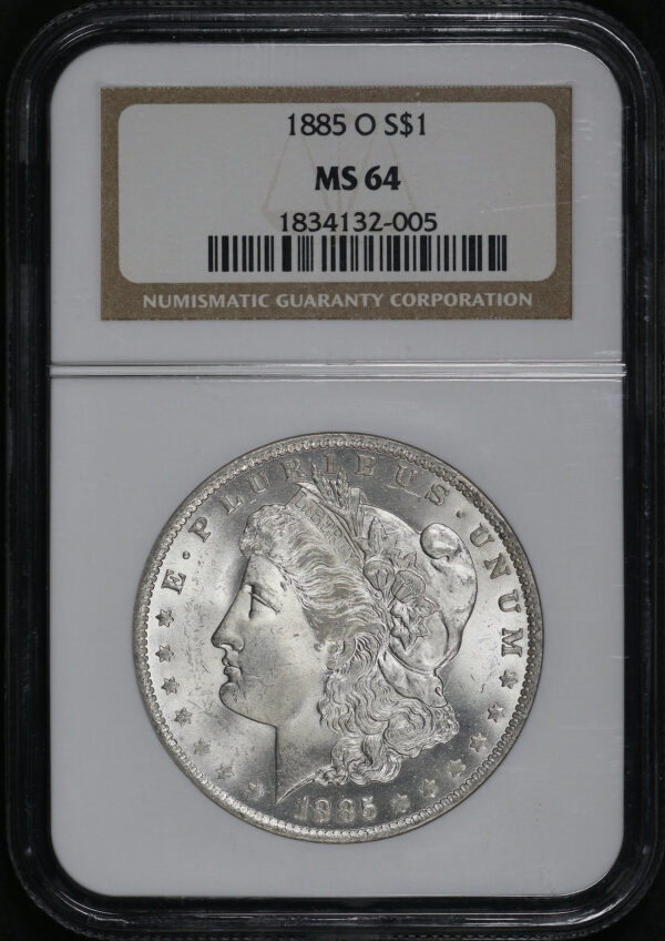 Obverse of this 1885-O Morgan Dollar NGC MS-64