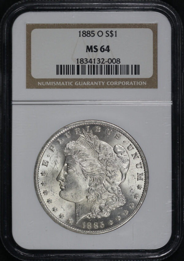 Obverse of this 1885-O Morgan Dollar NGC MS-64