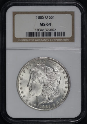 Obverse of this 1885-O Morgan Dollar NGC MS-64