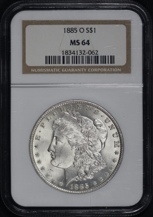 Obverse of this 1885-O Morgan Dollar NGC MS-64