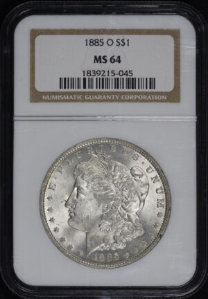 Obverse of this 1885-O Morgan Dollar NGC MS-64