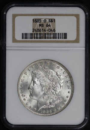 Obverse of this 1885-O Morgan Dollar NGC MS-64