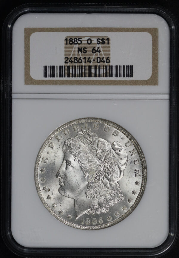 Obverse of this 1885-O Morgan Dollar NGC MS-64