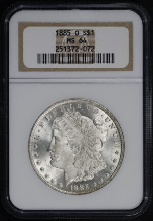 Obverse of this 1885-O Morgan Dollar NGC MS-64